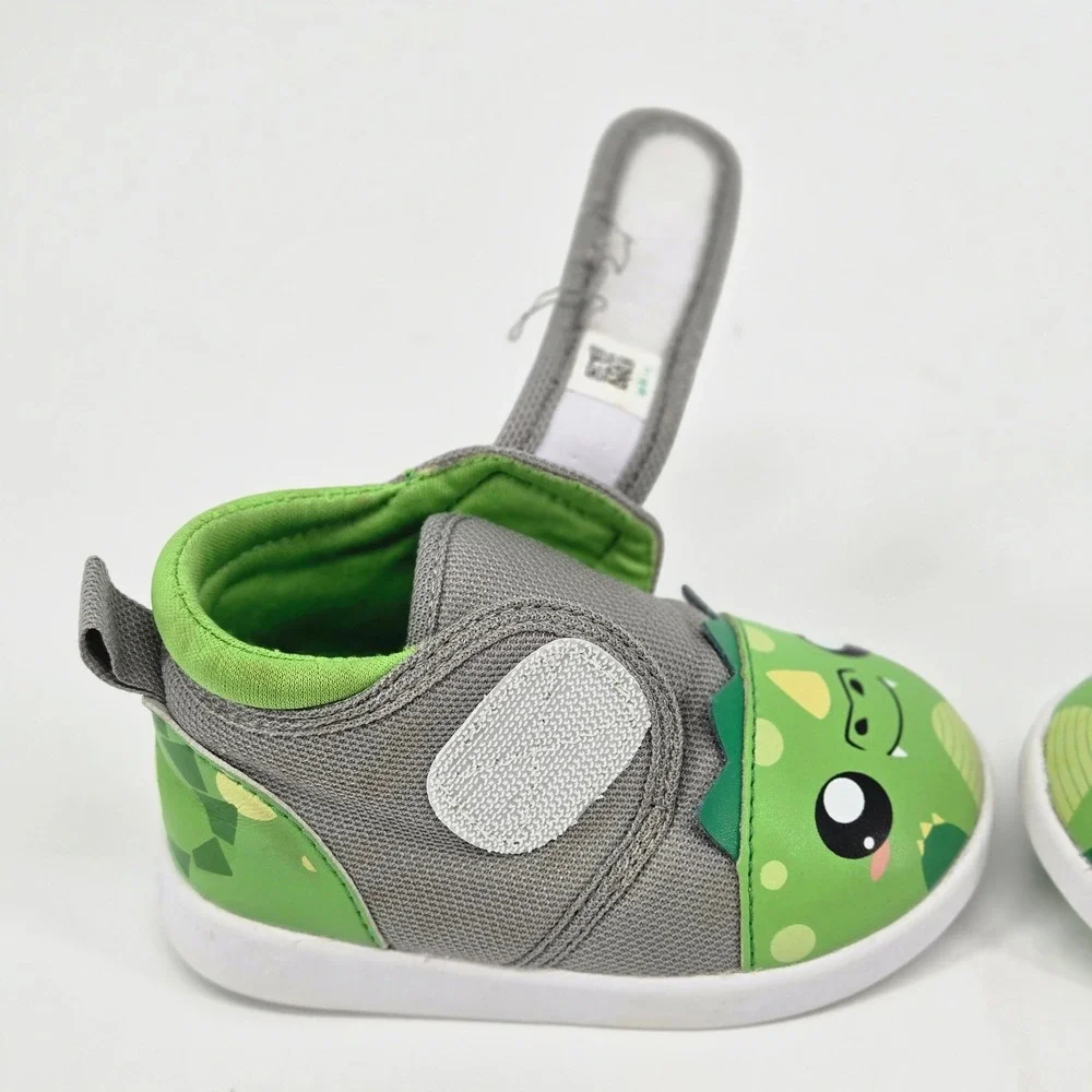 ikiki Oliver the Dragon Squeaky Wide Toe Box Grey Green Toddler Shoes Sneaker 5